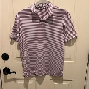 Vineyard Vines Pink performance red blue and White Striped Polo